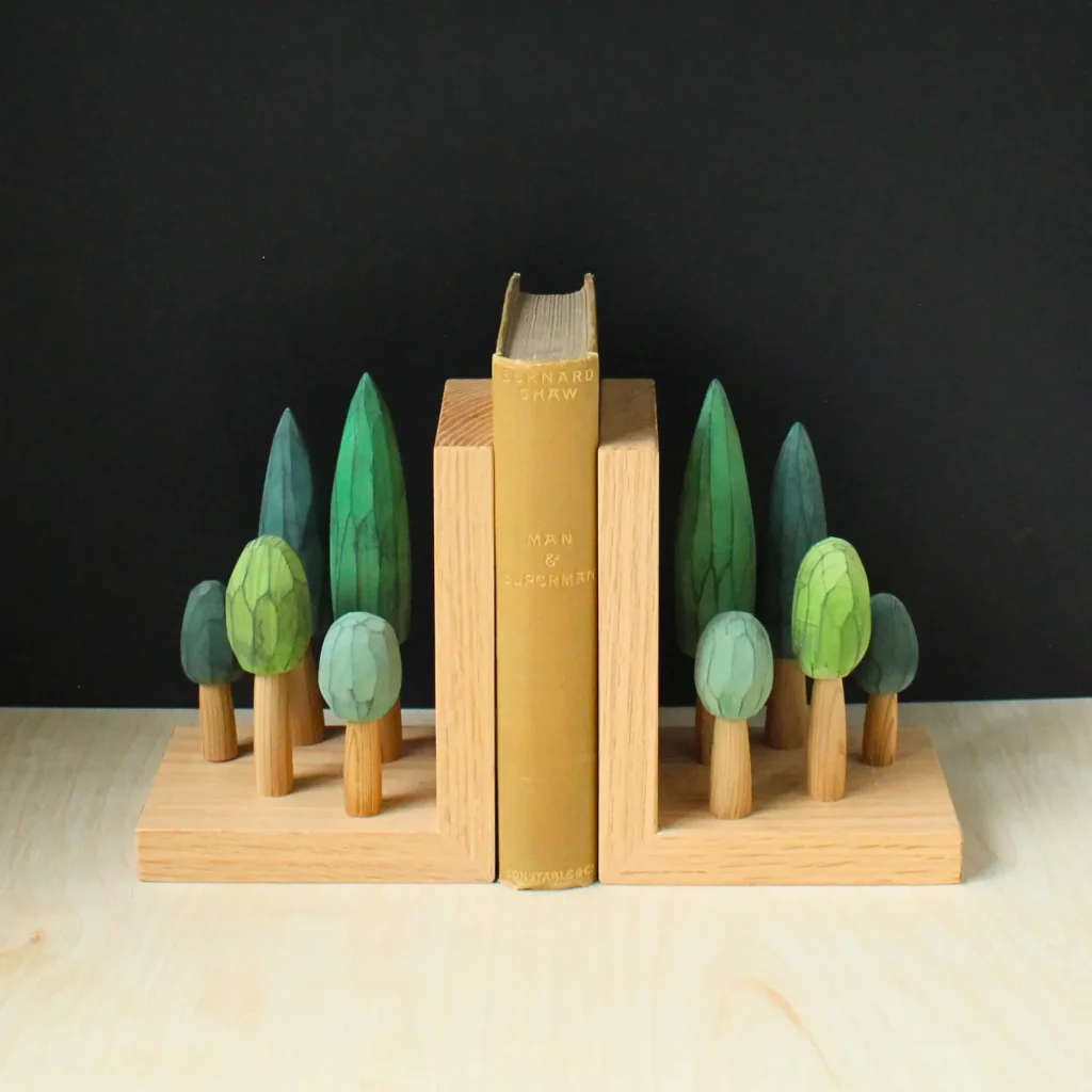 Forest wooden bookends